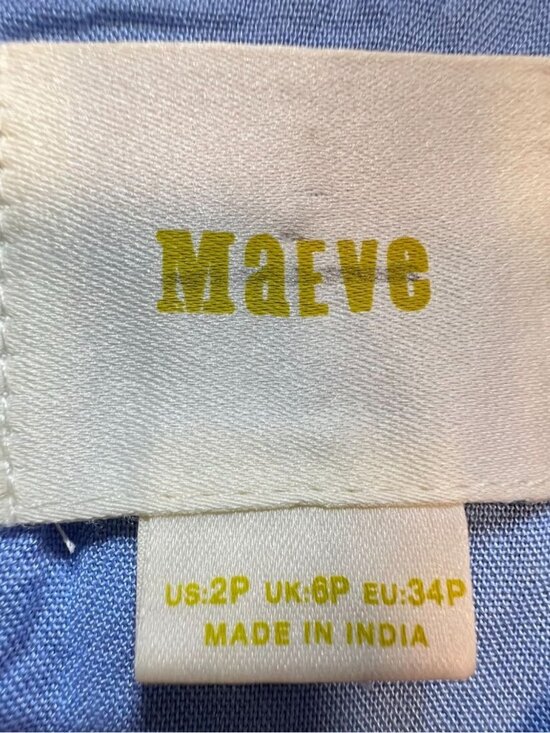 Maeve Womens Chrissy Embroidered Tunic Dress 2P Blue  Floral Yoke Striped Boho - Picture 2 of 12